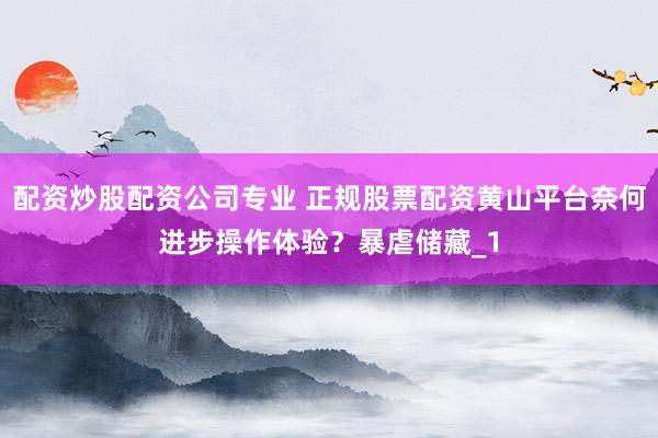 配资炒股配资公司专业 正规股票配资黄山平台奈何进步操作体验？暴虐储藏_1